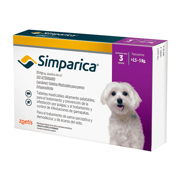 Simparica Para Perros 2.5 A 5 Kg 3 Comprimidos