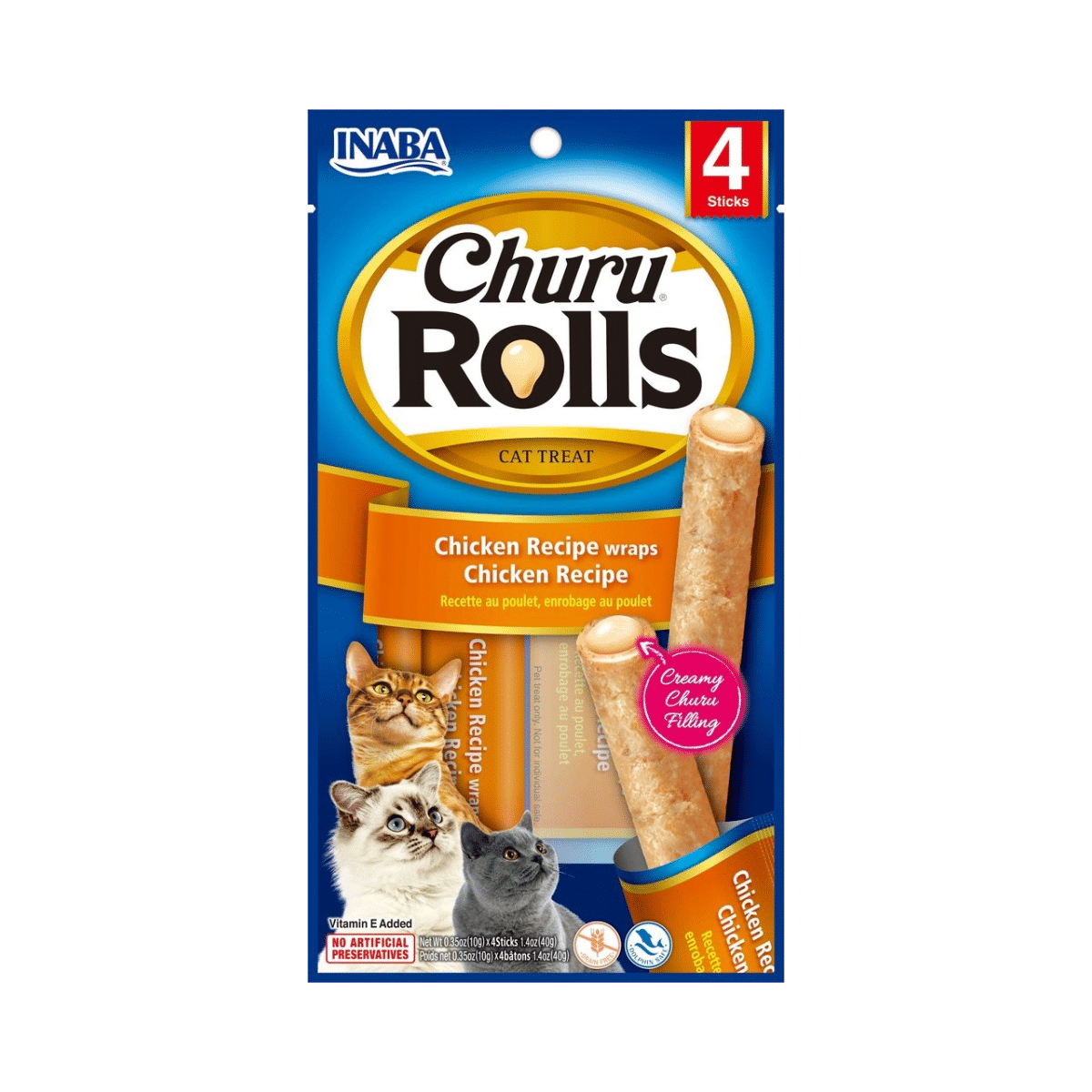 Churu Rolls Para Gatos Pollo 4 Tubos