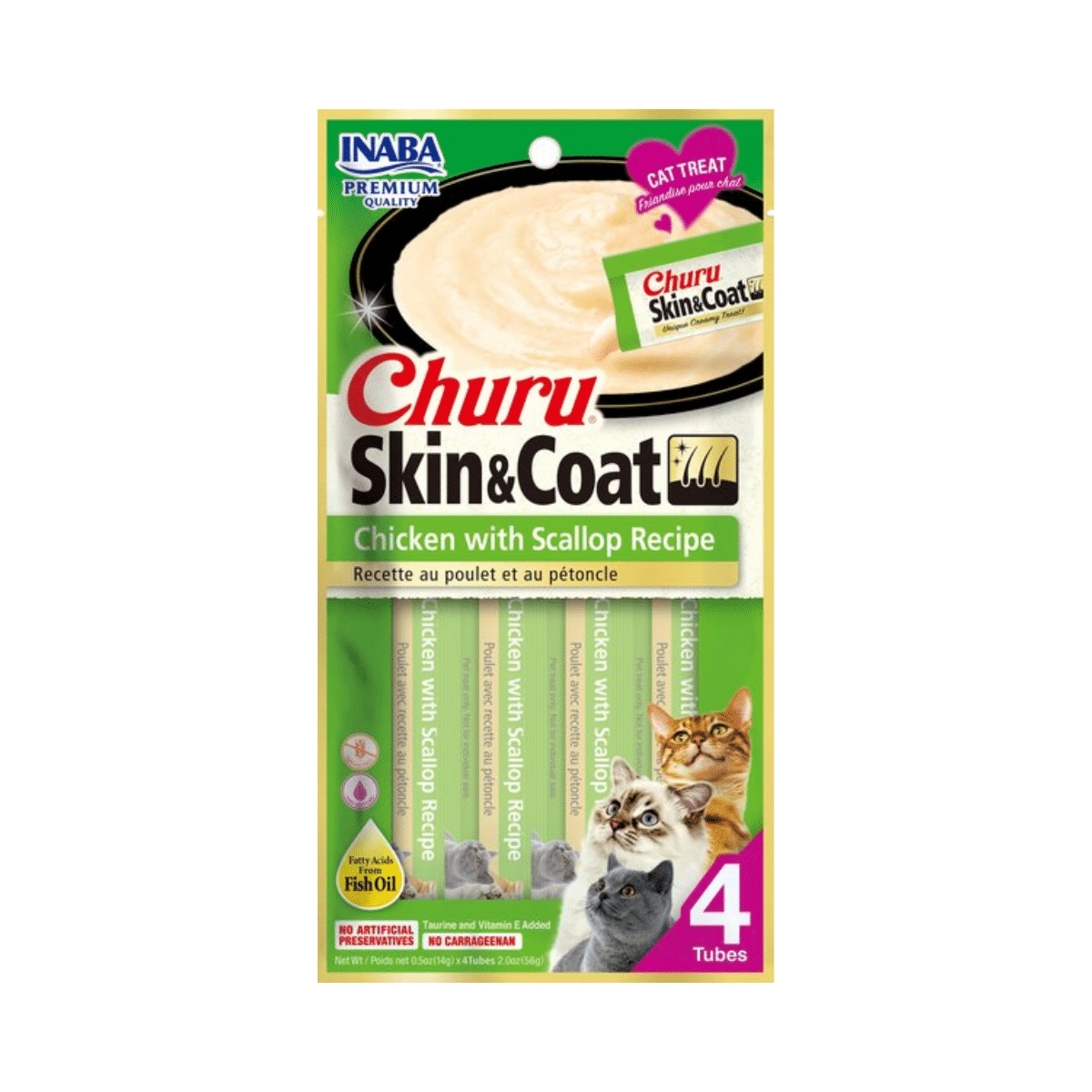 Churu Skin Coat Pollo Ostión 4 Tubos