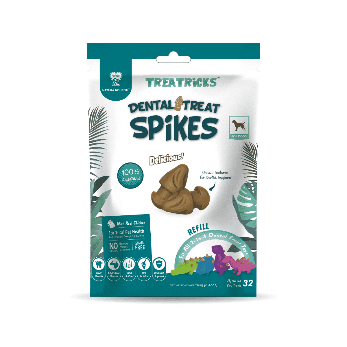 Natura Nourish Snack Dental Spikes Pollo - 183 Gr