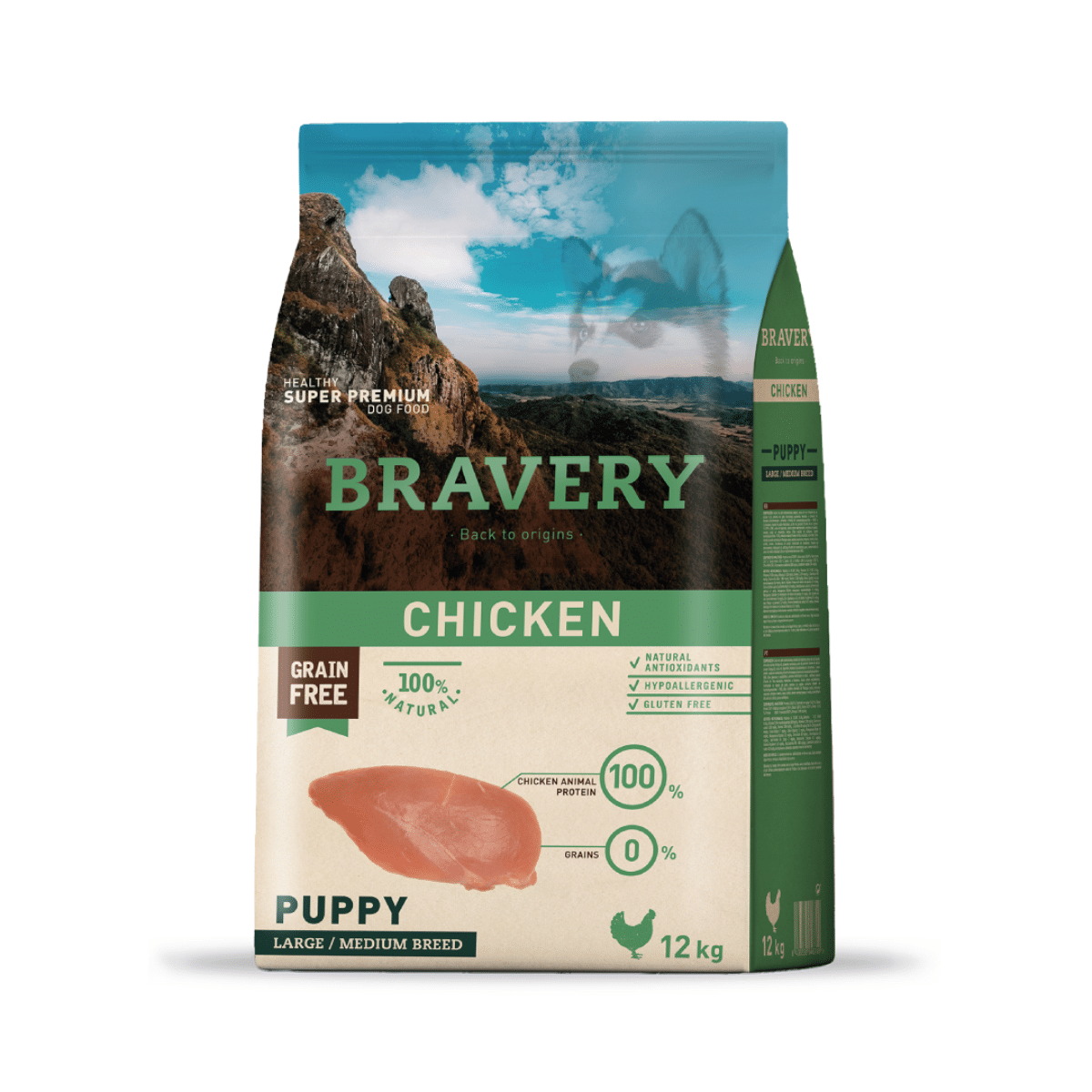 Bravery Pollo Puppy Raza Mediana Grande 12 Kg