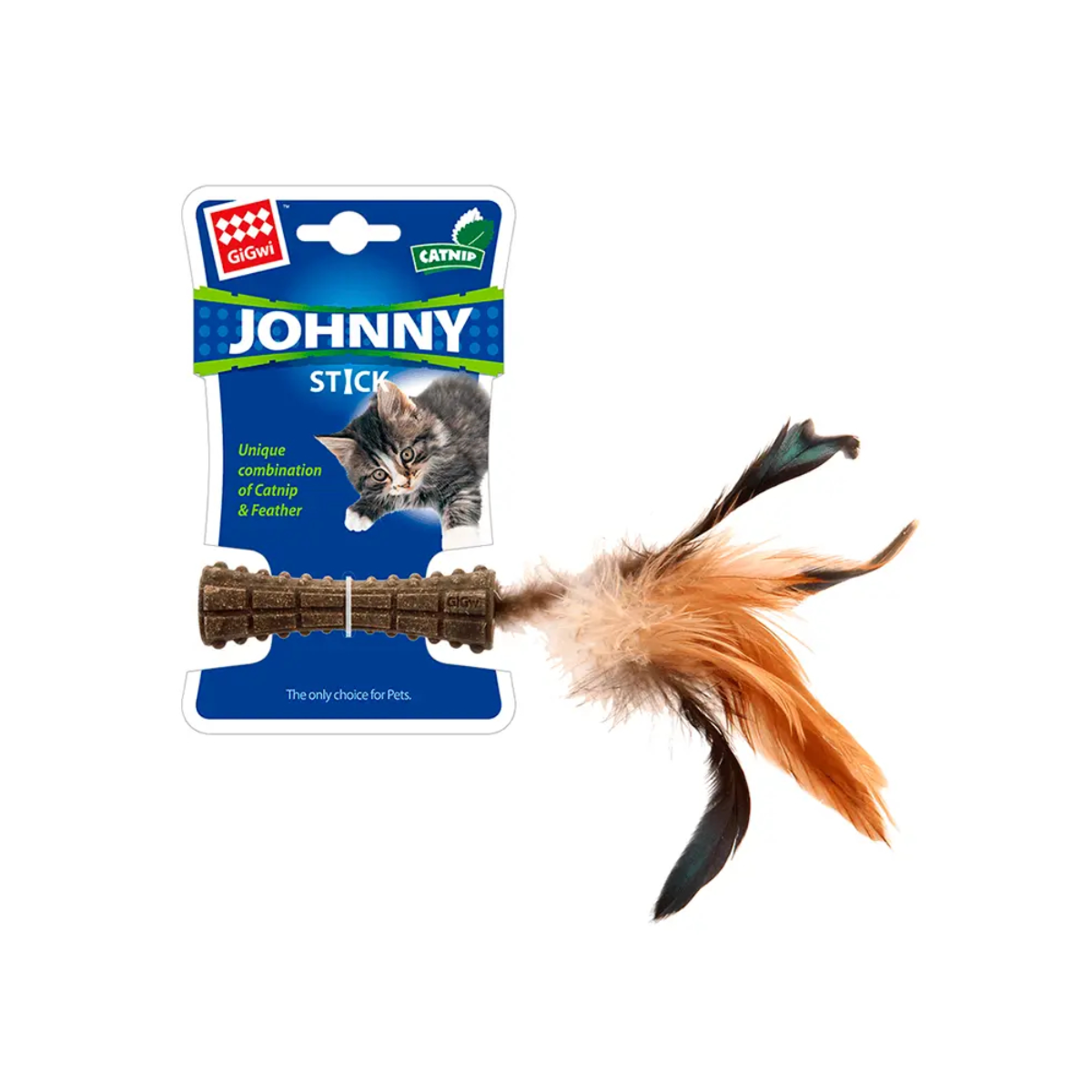 Gigwi Johnny Stick Juguete para Gatos Pluma Cafe con Catnip