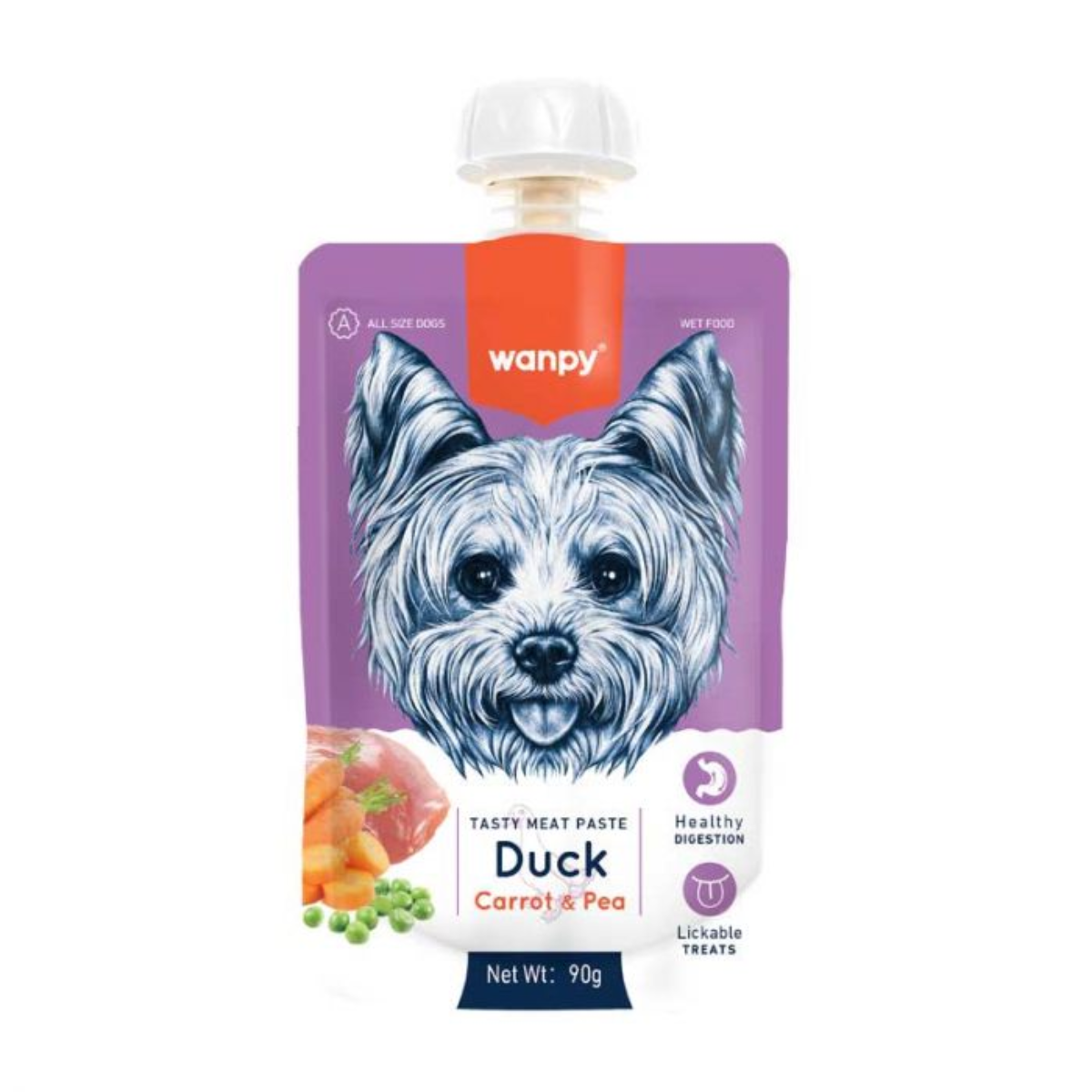 Wanpy Tasty Meat Pasta Pato para Perros 90 gr