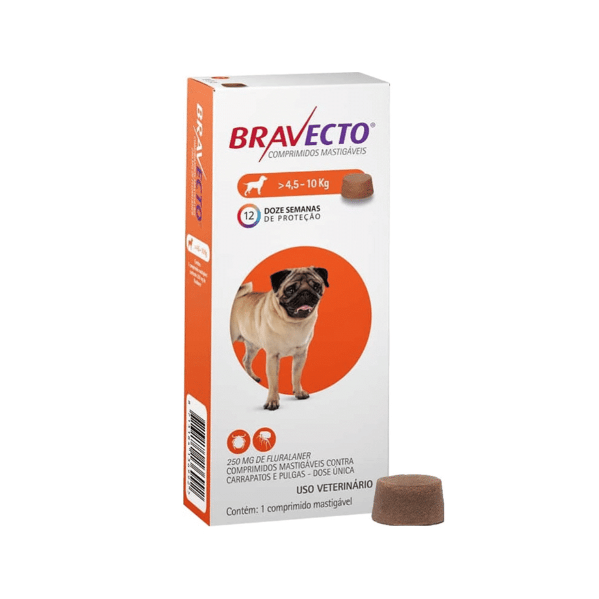 Bravecto Para Perros 250 Mg 4.5 A 10 Kg