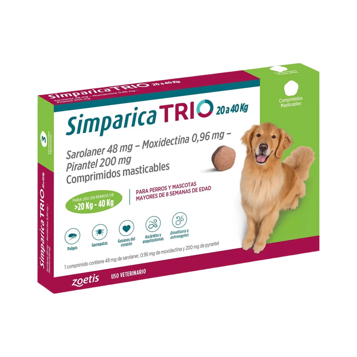 Simparica Trio Para Perros 20 A 40 Kg 3 Comp